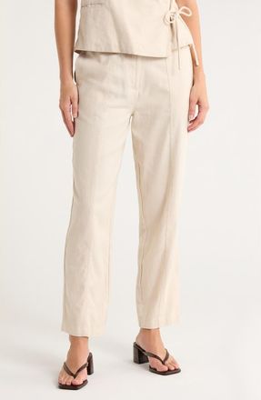 Ichi Cotton & Linen Pants in Birch Melange at Nordstrom Rack, Size 8 Us / 40 Eu