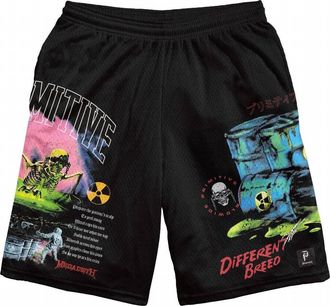 Primitive Mens Megadeth Birth Mesh Shorts - Plus In Black