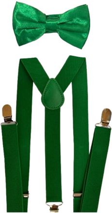 Generic L&L Adult Matching Suspenders Braces and Pre-Tied Bow Tie 2pcs Sets Fancy Dress Costume (green)
