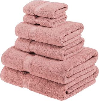 Superior Set di Asciugamani in Cotone Egiziano 900 Grammi, 6 Pezzi, Rosa Baby