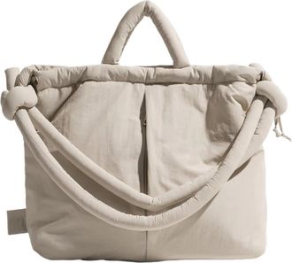 Generic Compatible For Womens Big Nylon Puffer Tote Bag Purse Casual Simple Shoulder Handbag(White)