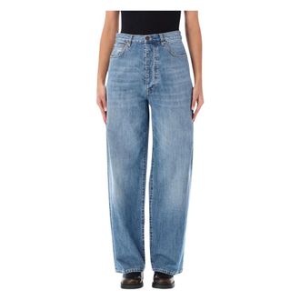 Fortela Jaron Baggy Jeans met Borduurwerk - Dames - Jeans - Blauw - Maat: W26 Katoen