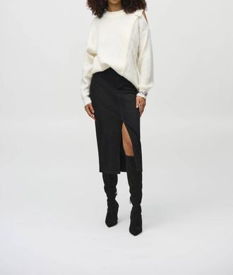 Joseph Ribkoff Cybele Classic Denim Pencil Midi Skirt In Black