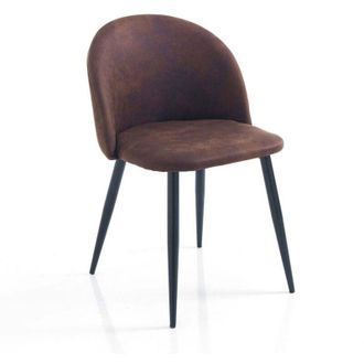 Oresteluchetta Set 4 sedie pranzo microfibra marrone gambe metallo Louisiana Brown