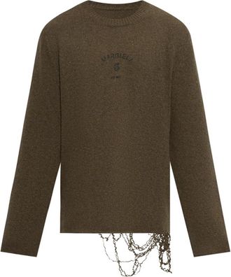 Maison Margiela Raw-Edge Sweater - Heren - Ronde hals truien - Groen - M - Truien & Vesten