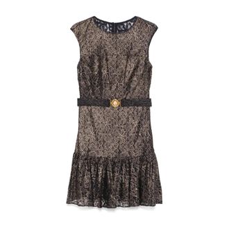 Ralph Lauren Cocktailjurk met korte mouwen - Dames - Korte kleedjes - Bruin - L - Nylon - Kleedjes