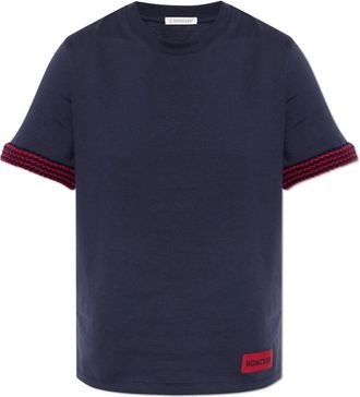 Moncler Logo T-Shirt - Dames - T-shirts - Blauw - XS - Katoen - Tops