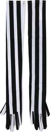 Dolce & Gabbana Black White Stripes Nylon Elbow Length Women Womens Gloves