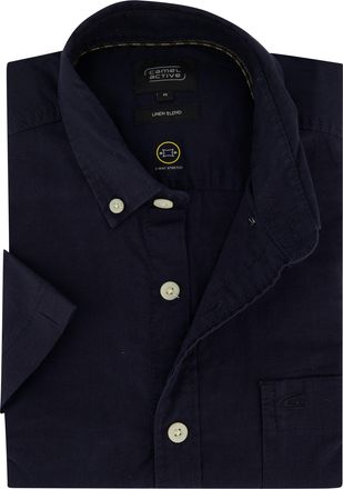 Camel Active Camel Active overhemd donkerblauw wijde fit linnen