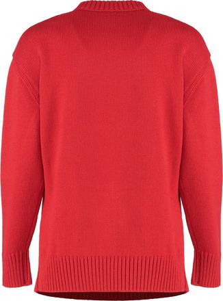 Prada Womens Sweater Round-Neck Virgin Wool Red