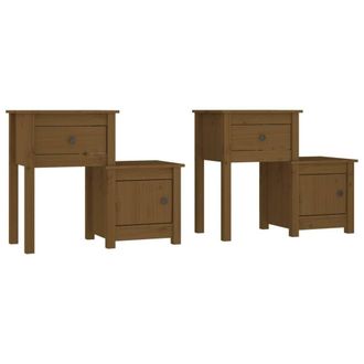Berkfield Home Bedside Cabinet 2pcs Honey Brown 79.5x38x65.5cm Solid Wood Pine | Size: 79.5x38x65.5 cm