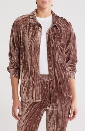 Wishlist Velour Button-Up Shirt in Taupe at Nordstrom Rack, Size Medium
