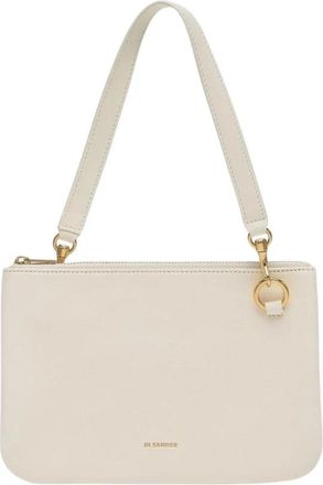 Jil Sander Leren Schoudertas - Dames - Schoudertassen - Beige - ONE Size - Leer - Tassen