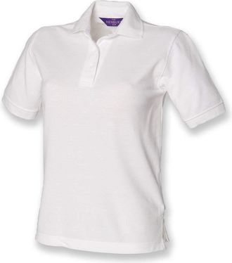 Henbury Ladies Pique Polo Shirt : Color - White : Size - 14