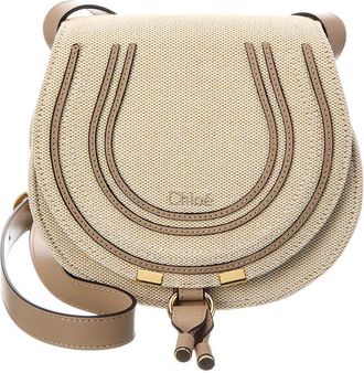 Chlo&eacute; Marcie Small Canvas & Leather Shoulder Bag
