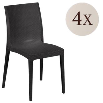 Dmora Juego De 4 Sillas De Exterior Palizzolo, Sillas De Jard&iacute;n Que Ahorra Espacio, Apilable, Ideales Para Jardines, Made In Italy, 42x48 H81 Cm, Antracita 