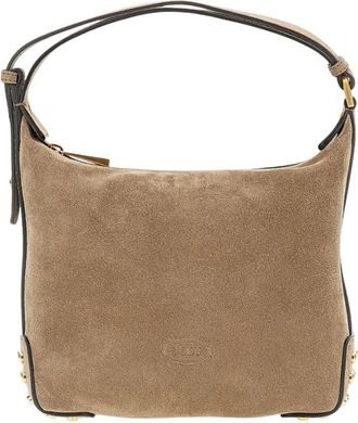 Tod's Su&egrave;de Schoudertas - Dames - Schoudertassen - Beige - ONE Size - Su&egrave;de - Tassen