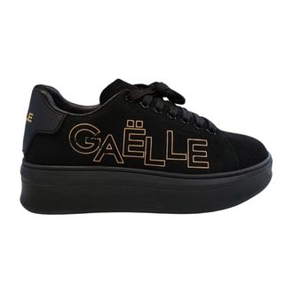 Gaëlle Paris Sneakers, female, Black, 5 UK, Logo Embossed Leather Trainers Addict
