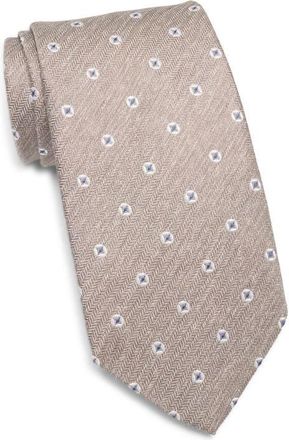 David Donahue Neat Silk Tie in Dune at Nordstrom