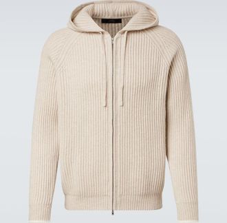 arch4 Hooded ribbed-knit cashmere zip-up cardigan