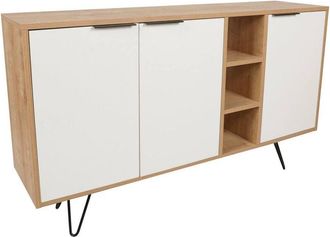 Dmora Credenza Ashlesha, Buffet da soggiorno, Madia da salotto, Dispensa da cucina, 142x36 h83 cm, Marrone e Azzurro - Dmora