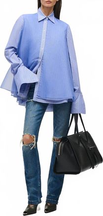 Brandon Maxwell The Vaughn Frothy Layered Shirt In Herringbone