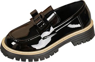 Generic Black Women Casual Shoes Round Toe Bow Low Top British Style Mid Heel for Indoor Activities Practical