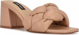 Nine West Womens Gotti3 Braided Block Heel Slide Sandals In Light Natural