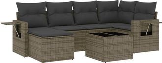 vidaXL Vidaxl - Set De Sof&aacute;s De Jard&iacute;n 7 Piezas Con Cojines Rat&aacute;n Pe Gris