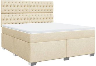 vidaXL Cama Box Spring Con Colch&oacute;n Tela Color Crema 180x200 Cm Vidaxl