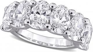 Allurez Oval Cut Lab Grown Diamond Semi-Eternity Ring 14K White Gold (6.00ct)
