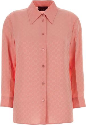 Gucci Pink Gg Silk Shirt