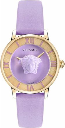 Versace La Medusa Leren Horloge - Dames - Horloges - Paars - ONE Size - Accessoires