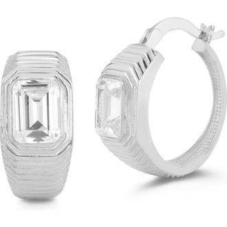 Sphera Milano Cubic Zirconia Hoop Earrings in Silver at Nordstrom Rack