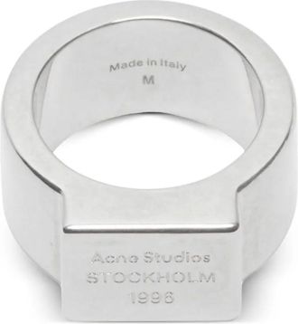 Acne Studios Anello con logo - Argento