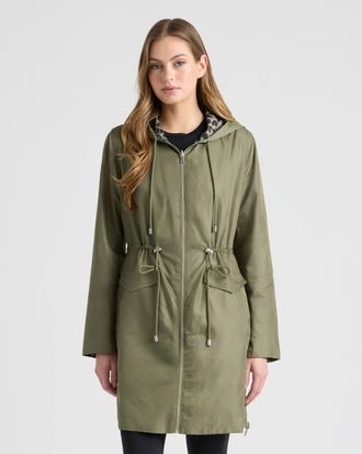 Ellen Tracy Womens Reversible Coat with Adjustable Waist