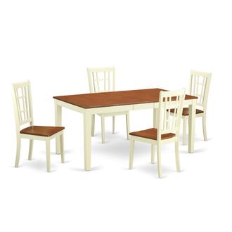 East West Furniture 5 Pc Dining room set-Table with Leaf 4 Chairs for Dining room