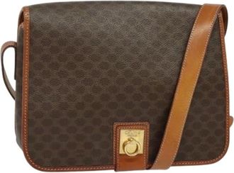 Celine Pre-owned Cross Body Bags, female, Brown, Size: ONE SIZE Pre-owned Vintage Macadam Canvas Shoulder Bag