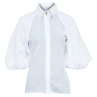 Aje Aje cotton Victorian puff sleeve double collar shirt