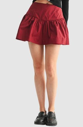 All in Favor Flounce Cotton Miniskirt in Burgundy at Nordstrom, Size X-Small