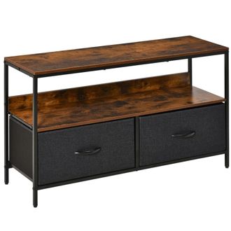 HOMCOM Mueble de tv 98x29x56 cm marr&oacute;n r&uacute;stico