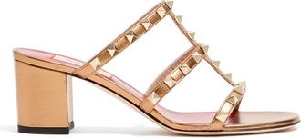 Valentino Garavani Schoenen, Dames, Geel, 39 1/2 EU, Leer, Rockstud Slide Sandal