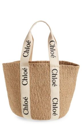 Chlo&eacute; x Mifuko Large Woody Basket Tote in White at Nordstrom