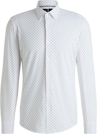 BOSS Slim-fit shirt in geometric-print performance-stretch fabric