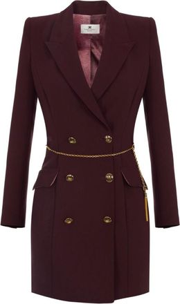 Elisabetta Franchi Maroon Double-Breasted Dress
