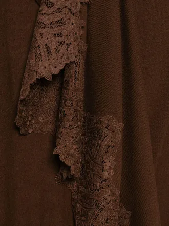 Ermanno Scervino Cashmere with Lace Trim Scarf - Brown