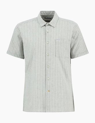 Barbour Mens Barbour Nelson Striped Short Sleeve Shirt - Grey - Size: Regular/36