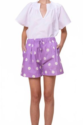 Vix Reese Drawstring Cotton Shorts In Freesia Dots