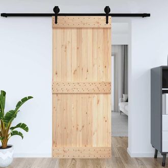 Berkfield Home Door NARVIK 100x210 cm Solid Wood Pine in Brown