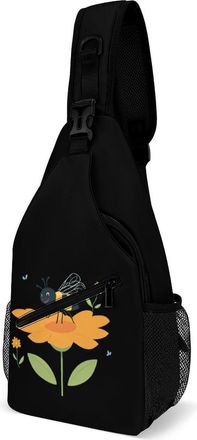 Generic Cute Bee on Flower Mens Crossbody Chest Sling Bag for Travel Hiking Lightweight Shoulder Bags with Small Side